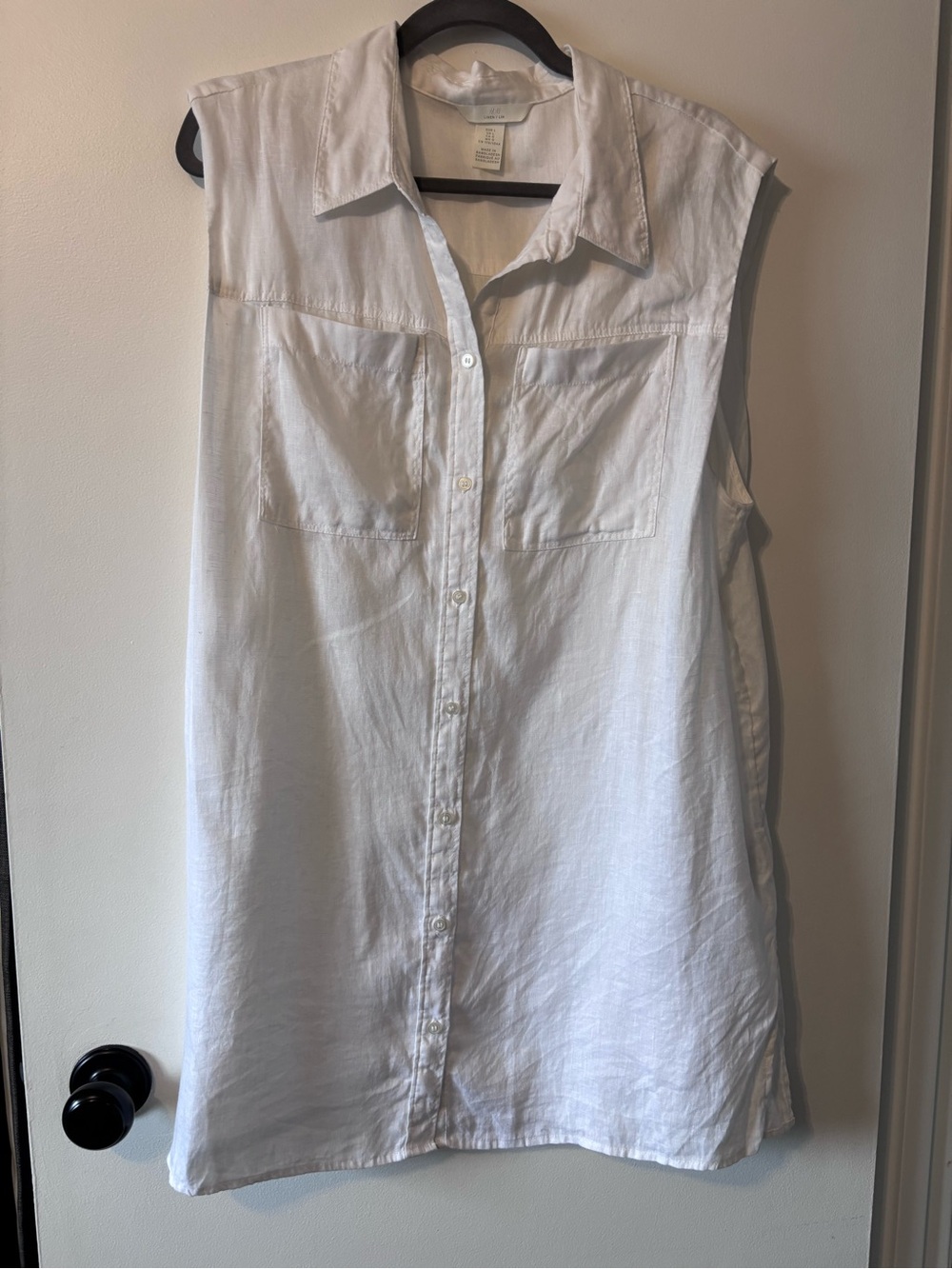 100% Linen Sleeveless Button-Down Tunic